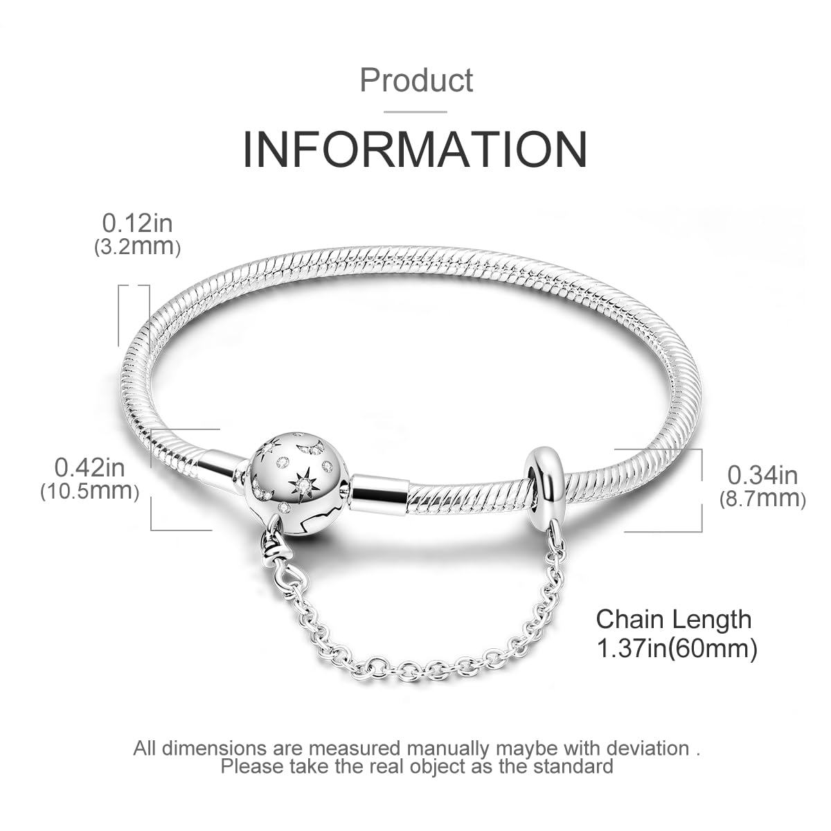 Parmuz 925 Sterling Silver Charm Bracelet for Woman Snake Chain Bracelet Star Moon Butterfly Cute Iconic Moments European Bracelet Jewelry Gift for Woman
