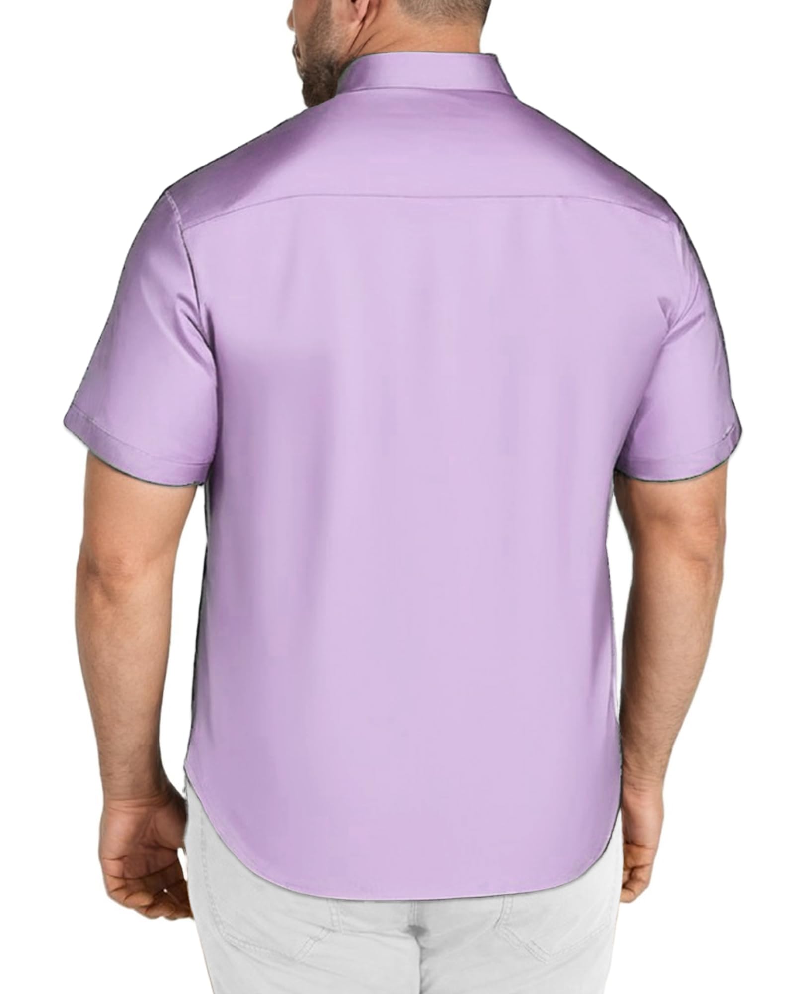 COOFNADY Big & Tall Button Down Shirts for Men Business Casual Short Sleeve Work Shirts Tops with Pockets 5 5X 5XL 5xlt Olive Lavender Light Purple Lilac
