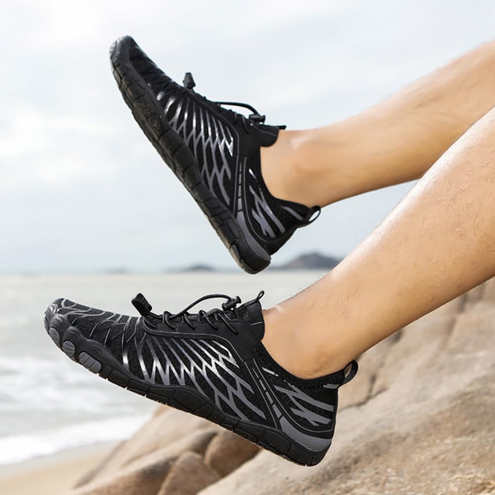 ELETON Barefoot Shoes Women Men,Wide Toe Hiking Barefoot Womens Footwear, Non-Slip Water Shoes Running Shoes Boots Sneakers Unisex Black