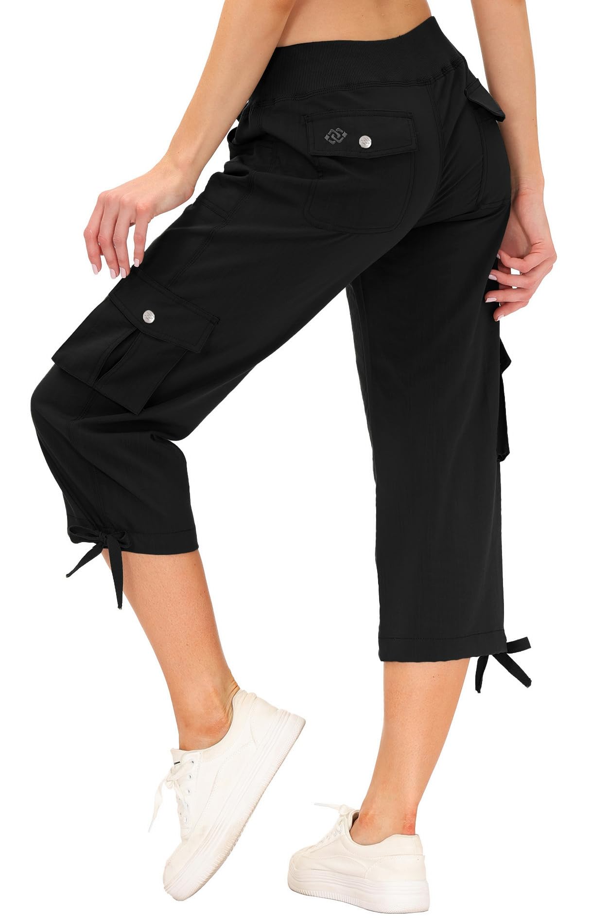 MoFiz Hiking Cargo Shorts for Women Outdoor Quick Dry Athletic Shorts for Boating Camping with Pockets Black XL