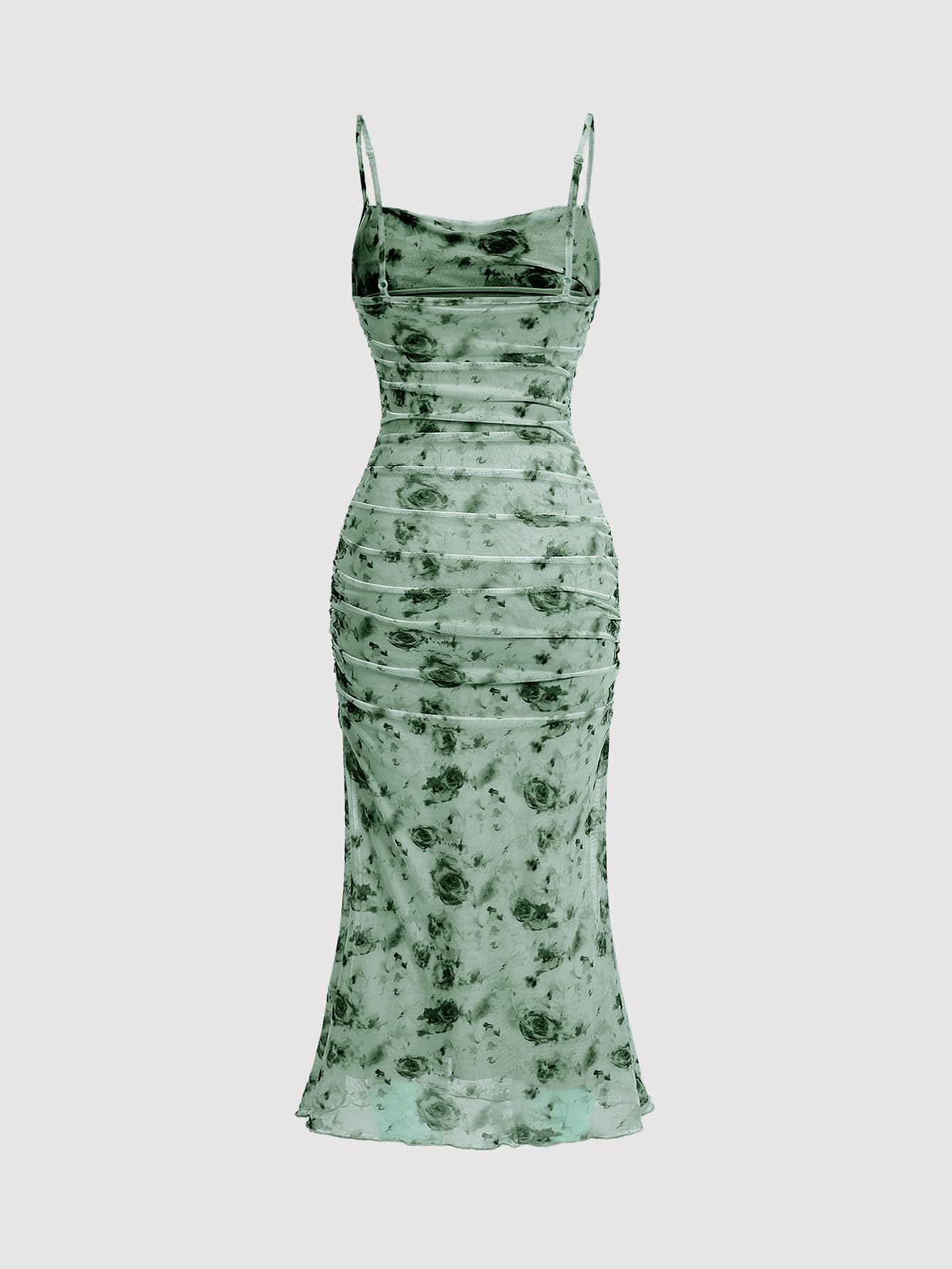 GORGLITTER Women's Floral Spring Summer Wedding Guest Dress Bridal Shower Cocktail Tea Party Beach Midi Sun Dress 2026 Dark Green Floral Small
