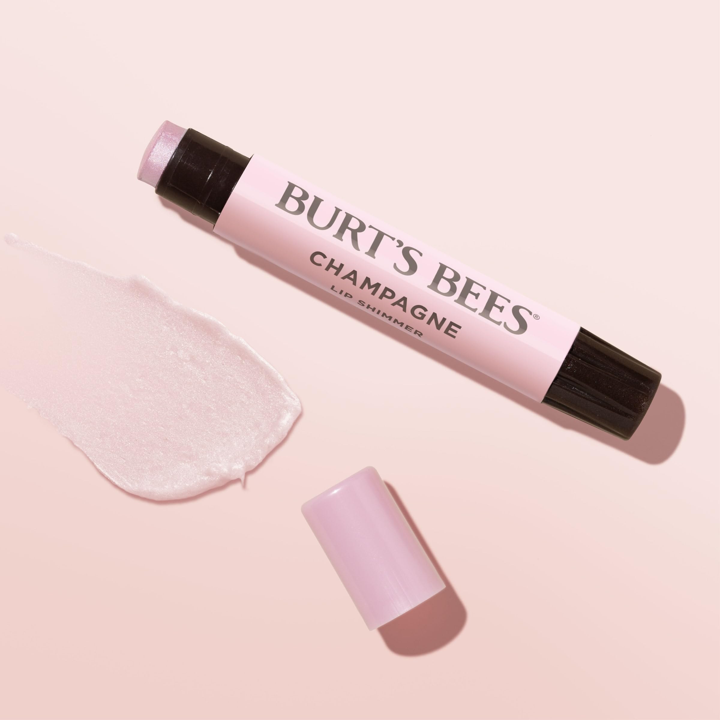 Burt's Bees Shimmer Lip Tint Set for Valentine's Day Gifts, Tinted Lip Balm Stick, Moisturizing for All Day Hydration with Natural Origin Glowy Pigmented Finish & Buildable Color, Champagne (4-Pack)