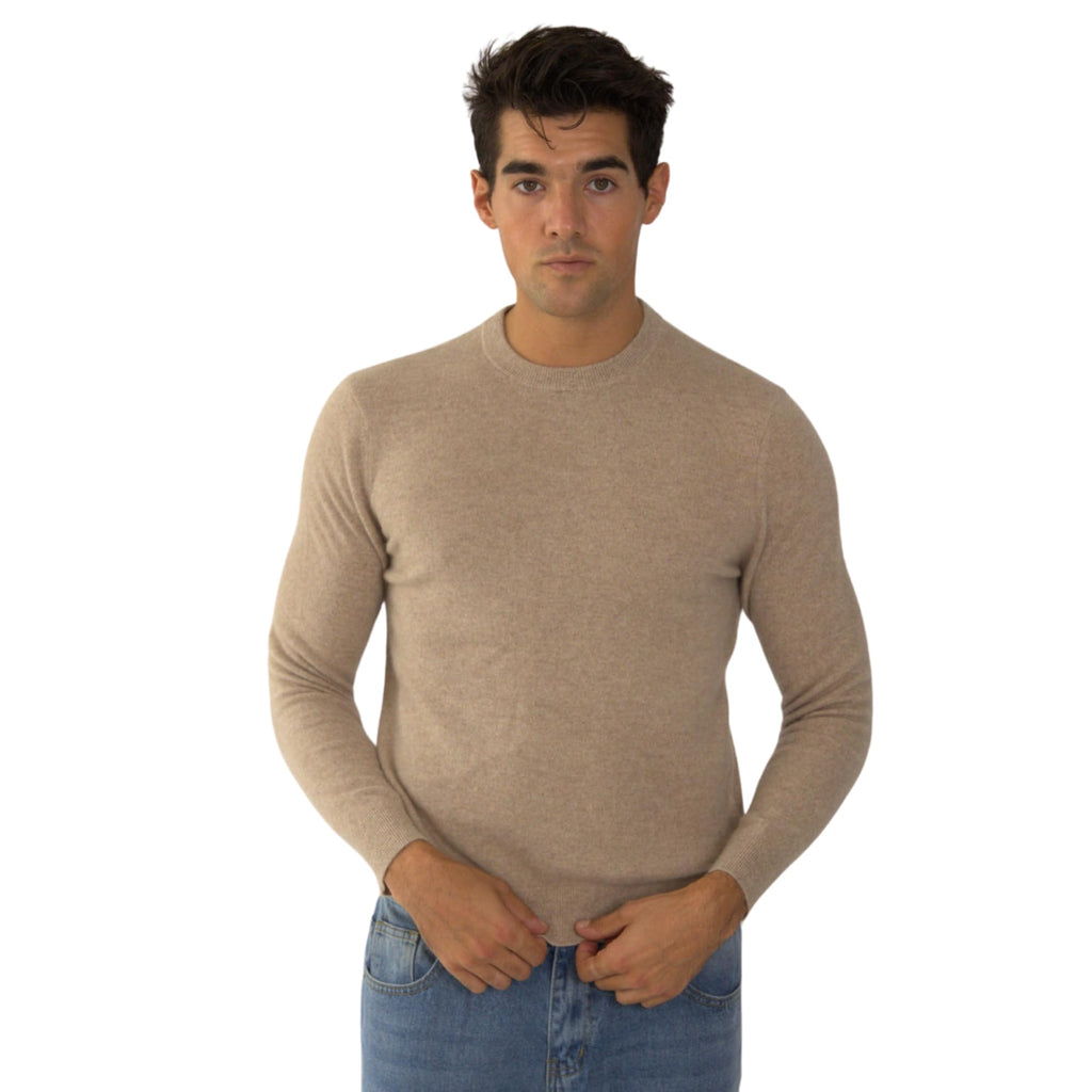 Men’s Daily Cashmere Sweater – 100% Pure Cashmere Crew Neck Pullover, Soft Lightweight Knit (US, Alpha, Medium, Regular, Regular, Camel)
