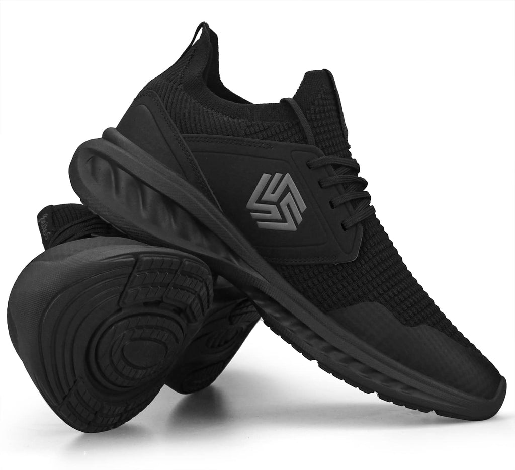 Giniros Mens Slip On Walking Shoes Non Slip Running Shoes Breathable Workout Shoes Lightweight Gym Sneakers All Black Size 12
