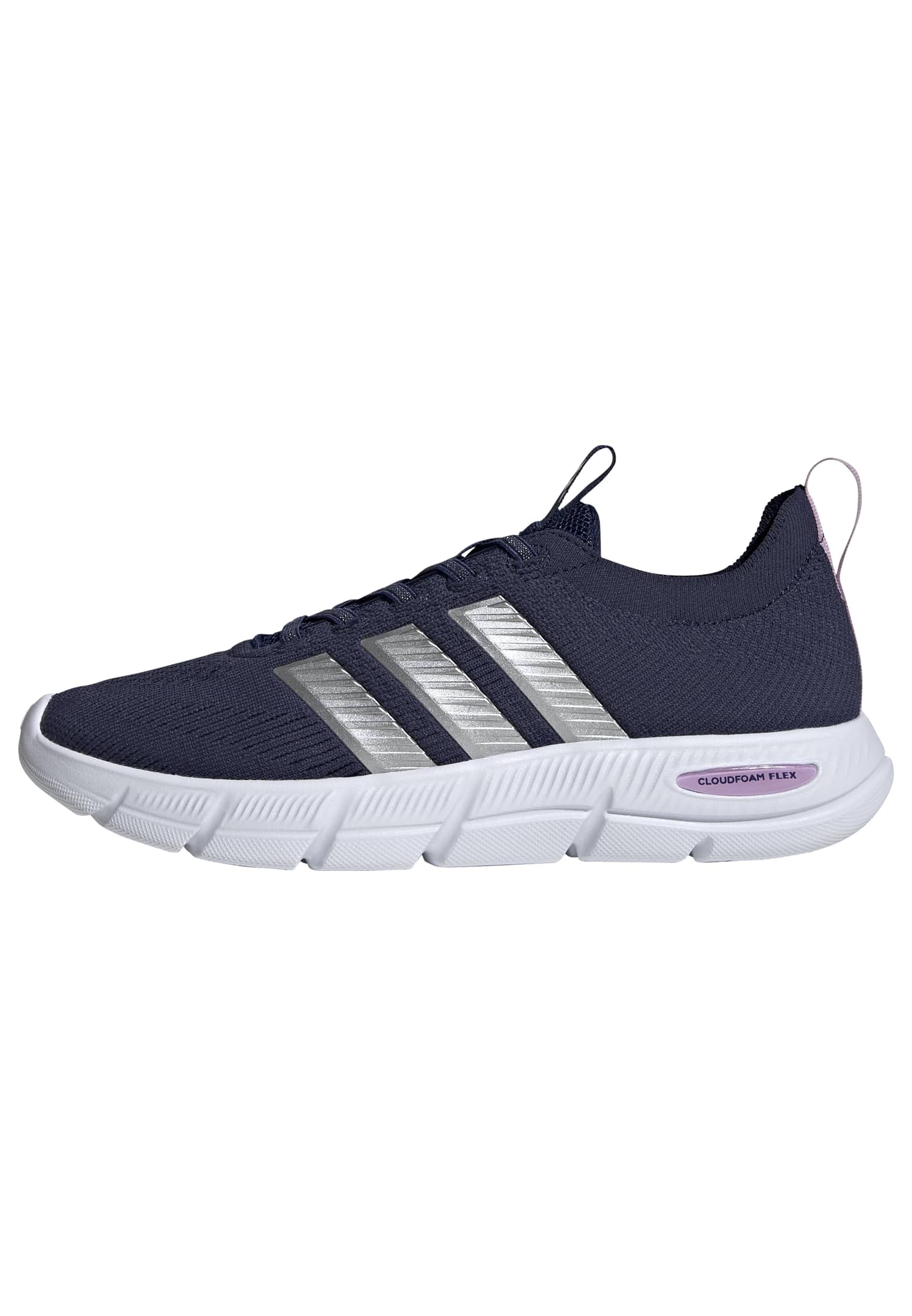 adidas Women's Cloudfoam Flex - Slounge, Dark Blue/Matte Silver/Bliss Lilac, 6.5