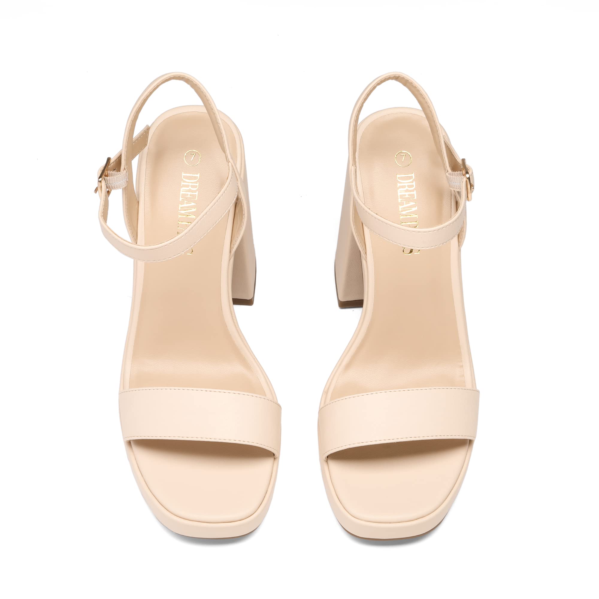 DREAM PAIRS Heels for Women Block Chunky Platform High Heels Open Toe GISELLE Fashion Wedding Party Evening Prom Dance Ankle Strap Dress Pump Sandals Shoes,Size 8,Nude