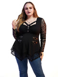 ROSE GAL Womens Plus Size Tunic Tops Fall Casual Long Sleeve T-Shirt Goth Shirt V Neck Loose Blouses Swing Tunic(Black_7/1X)