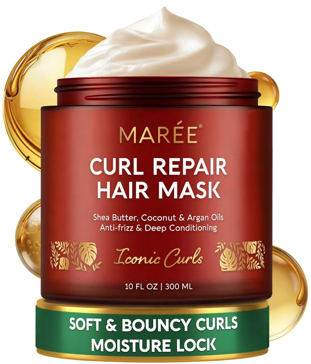 MAREE Curl Repair Hair Mask - Deep Conditioning Care for Damaged, Dry Curly Hair Products for Women & Men - Curl Moisturizer & Conditioner - Tratamiento Mascarilla para el Cabello Seco y Maltratado