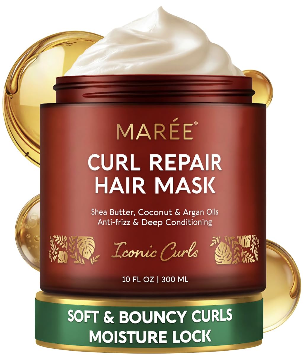 MAREE Curl Repair Hair Mask - Deep Conditioning Care for Damaged, Dry Curly Hair Products for Women & Men - Curl Moisturizer & Conditioner - Tratamiento Mascarilla para el Cabello Seco y Maltratado