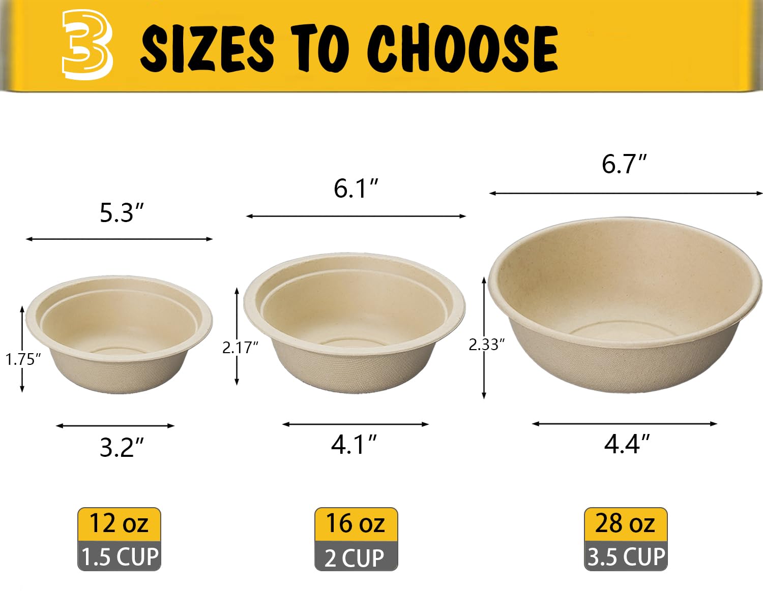 JETKONG 16 oz/2 Cup Disposable Dog Bowls 50pk, 100% Compostable Pets Feeding Bowls Paper Dog Travel Bowls Great for Dry and Wet Dog Food or Water (Natural, Pack of 50)