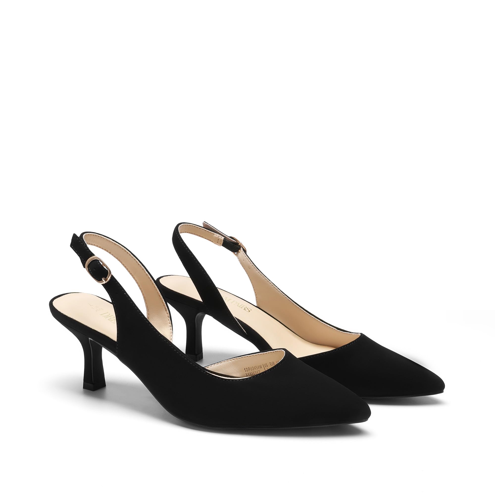 DREAM PAIRS Women's Kitten Heels Slingback Closed Pointed Toe Low Pumps Shoes Women Party Wedding Sexy Casual Dress Shoes,Size 8,Black-Nubuck,SDPU2454W
