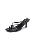 DREAM PAIRS Heels for Women Flip Flops Kitten Low Heels Open Square Toe Thong Heeled Sandals, Fashion Comfort Shoes for Party Casual Slides,Size 8.5,Black,DWUMFF2503