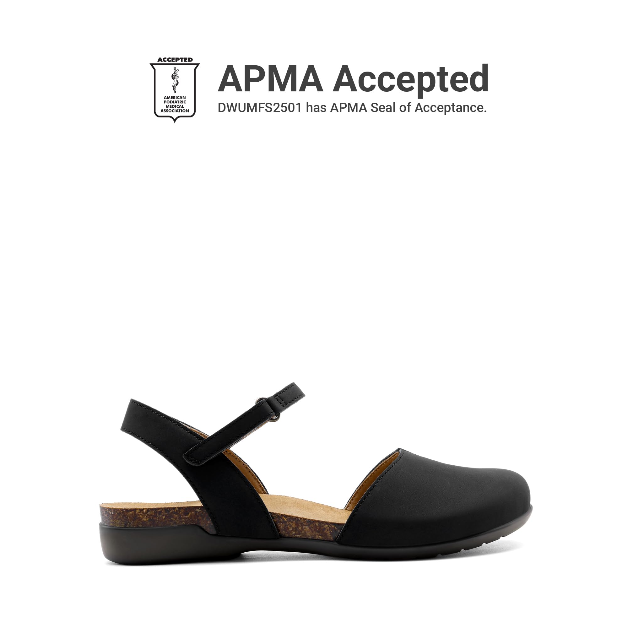 DREAM PAIRS Women's Closed Toe Sandals Arch Support Comfort Cork Footbed Flat Sandals Summer Shoes,Size 8.5,Black,DWUMFS2501