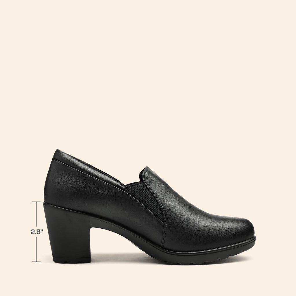 DREAM PAIRS Women's Low Chunky Block Heels Pumps Comfortable Slip-on Heeled Loafers Dress Work Shoes for Office Business,Size 9W,Black,DPU214-W