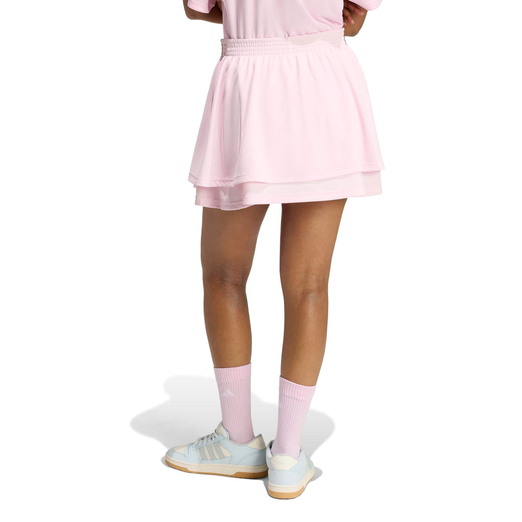 adidas Women's House of Tiro Mesh Skirt, Clear Pink/Maroon, Medium