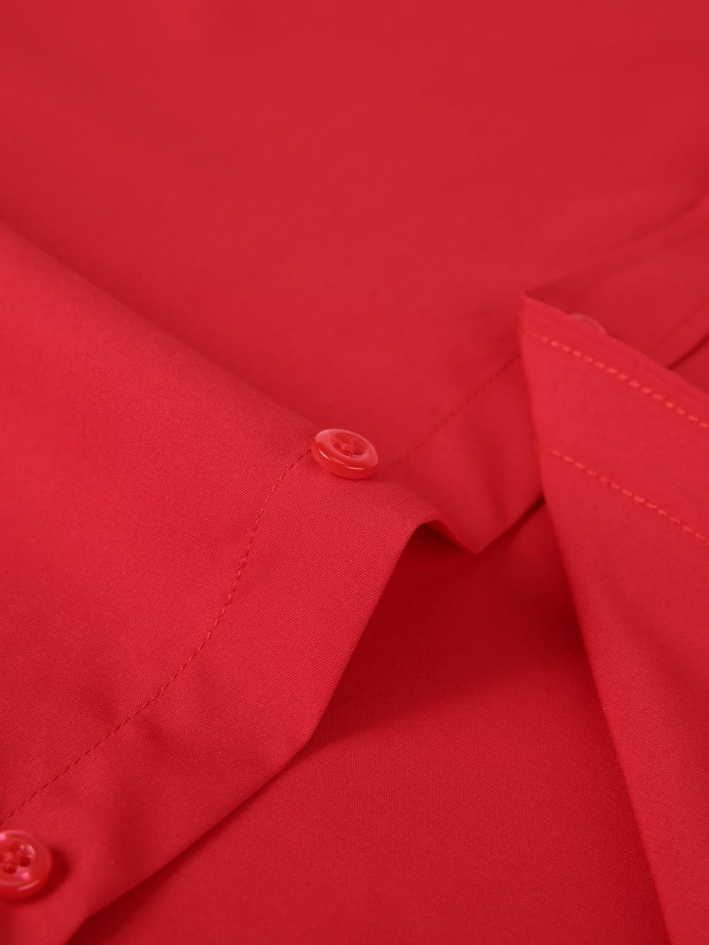 Men's Dress Shirts Long Sleeve Button Down Shirt Business Formal Stretch Shirt Regular Fit with Pockets Red Large