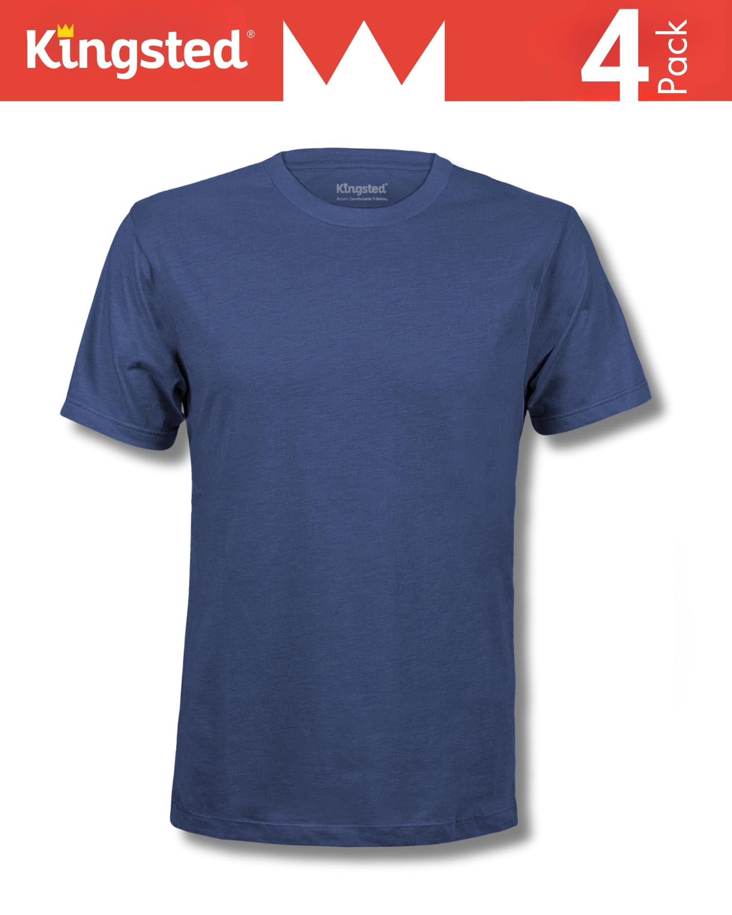 Kingsted Men's T-Shirts Pack - Royally Comfortable - Super Soft Cotton Blend - Short Sleeve Tagless Crewneck - Plain Colored Classic Tees (4 Pack, Favorites, Large)