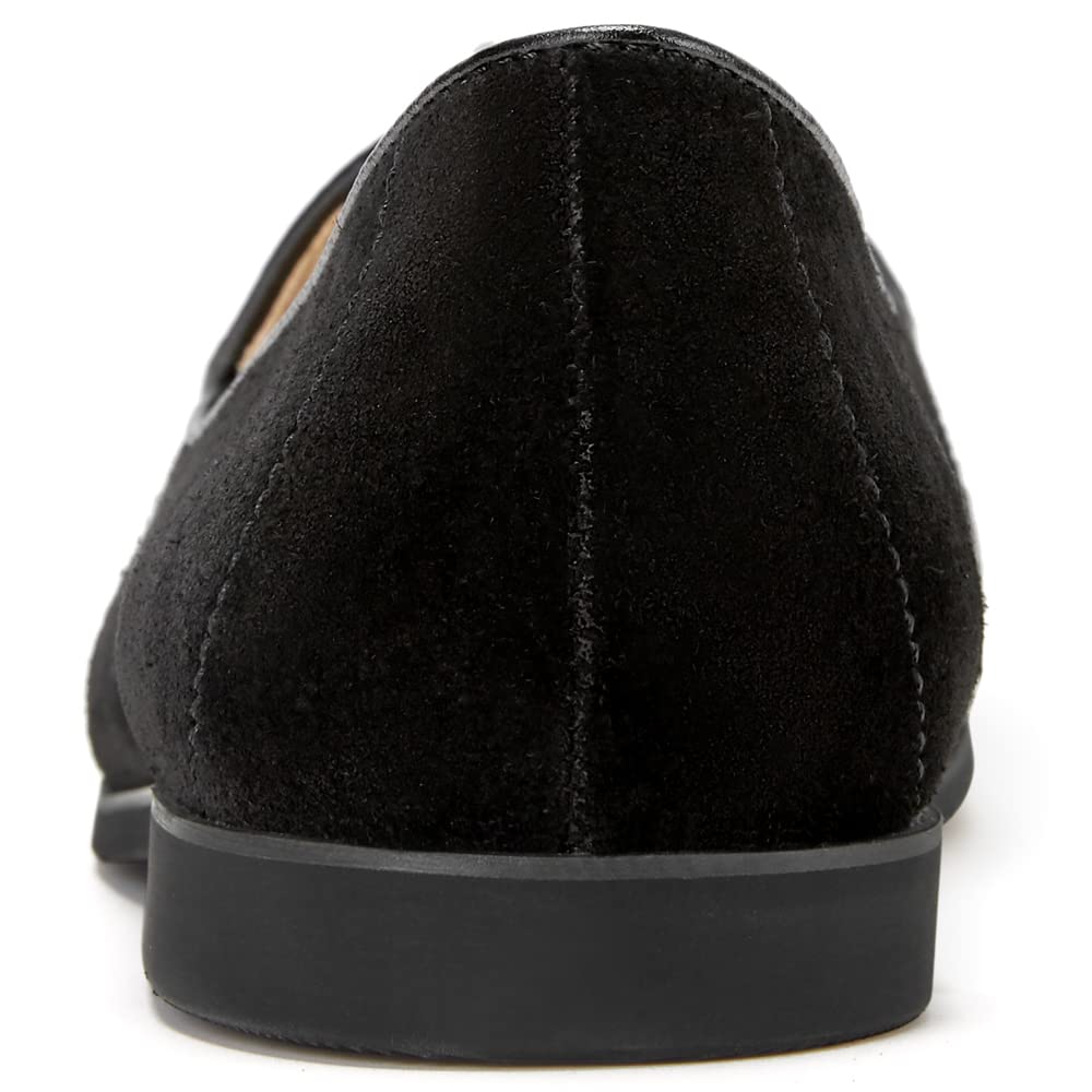 Journey West Suede Tassel Loafer for Women Slip-on Belgian Penny Loafers Shoes for Women Black US 10