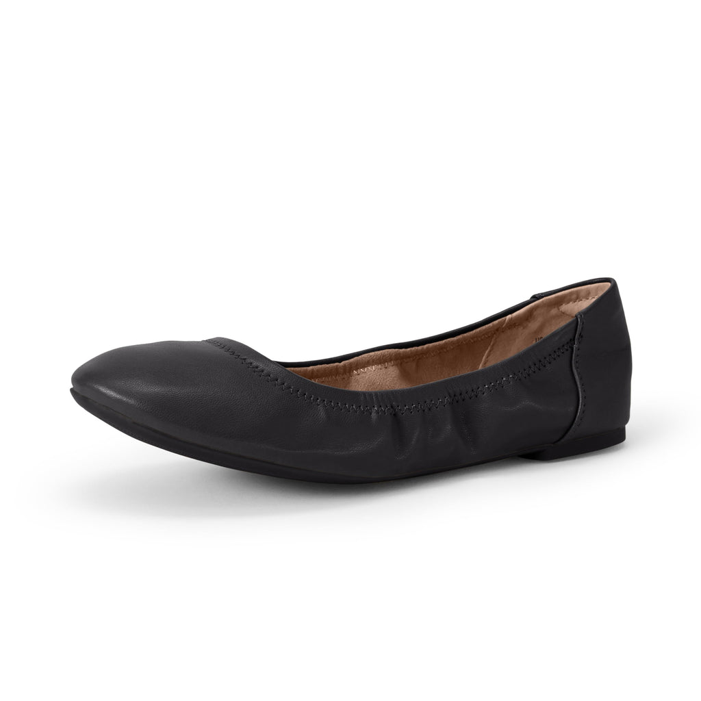 Amazon Essentials Women's Belice Comfortable Slip-On Ballet Flats Shoes, Black, 6.5 Wide