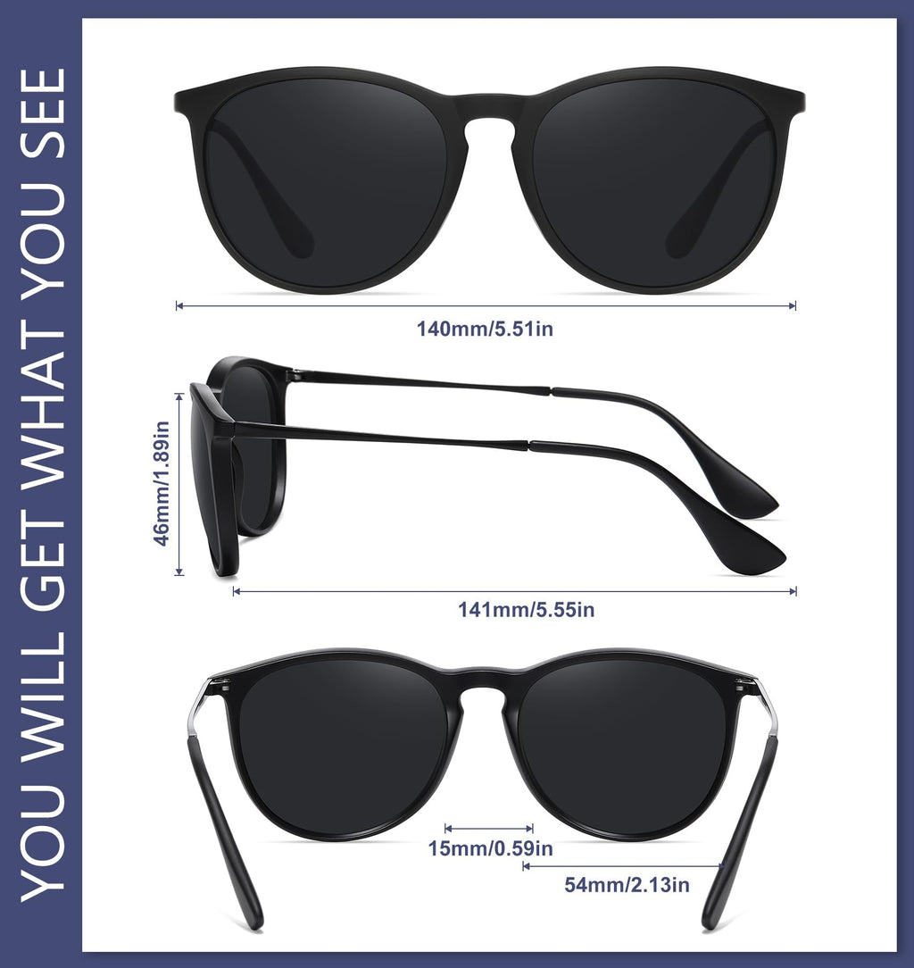 WOWSUN Polarized Sunglasses womens trendy 2026 glasses- Vintage Retro Round (3Pack)