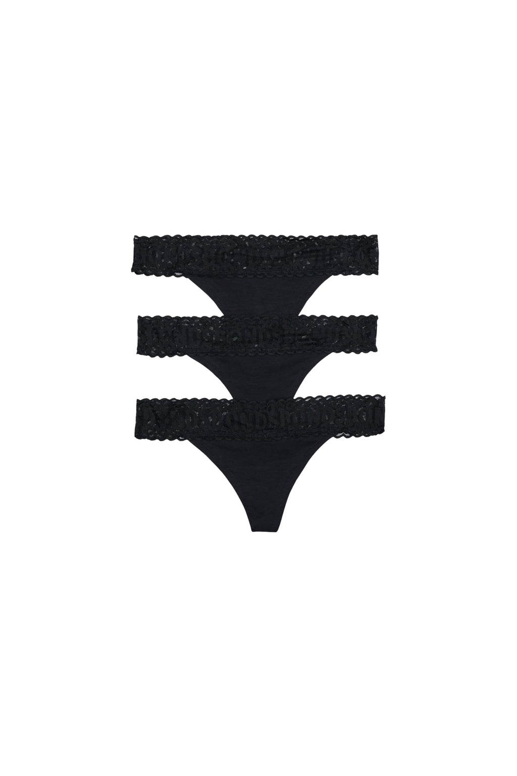 Bonds Women's Underwear Thong Pack, Lace-Top Icons Panties for Women, Stretchy Cotton-Blend, Low-Rise Underwear, 3-Pack Black