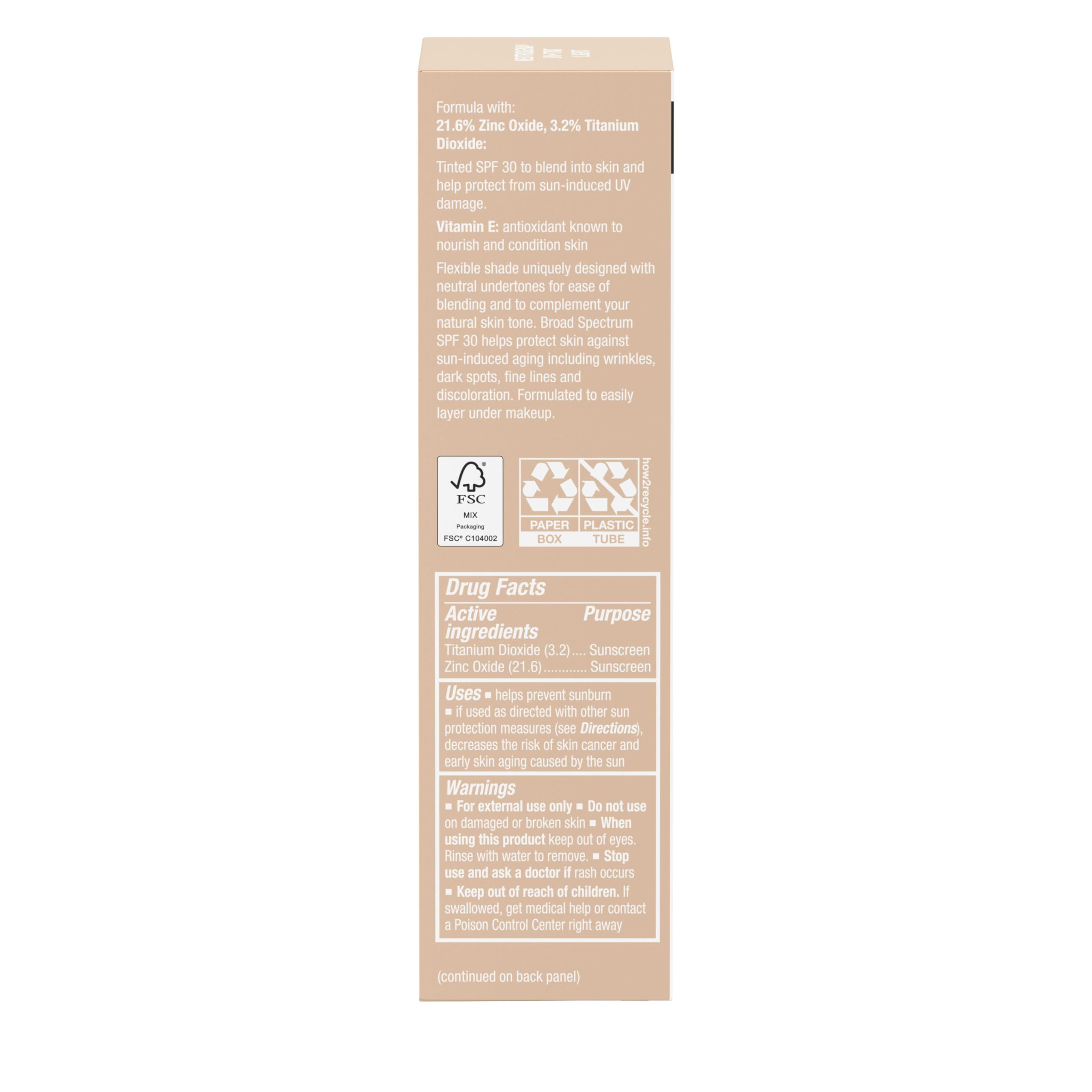 Neutrogena Purescreen+ Mineral UV Tint Face Liquid Tinted Sunscreen - with 100% Mineral Actives & Vitamin E, Enhances Natural Tone, Water Resistant, Broad Spectrum SPF 30, 1.1 fl oz