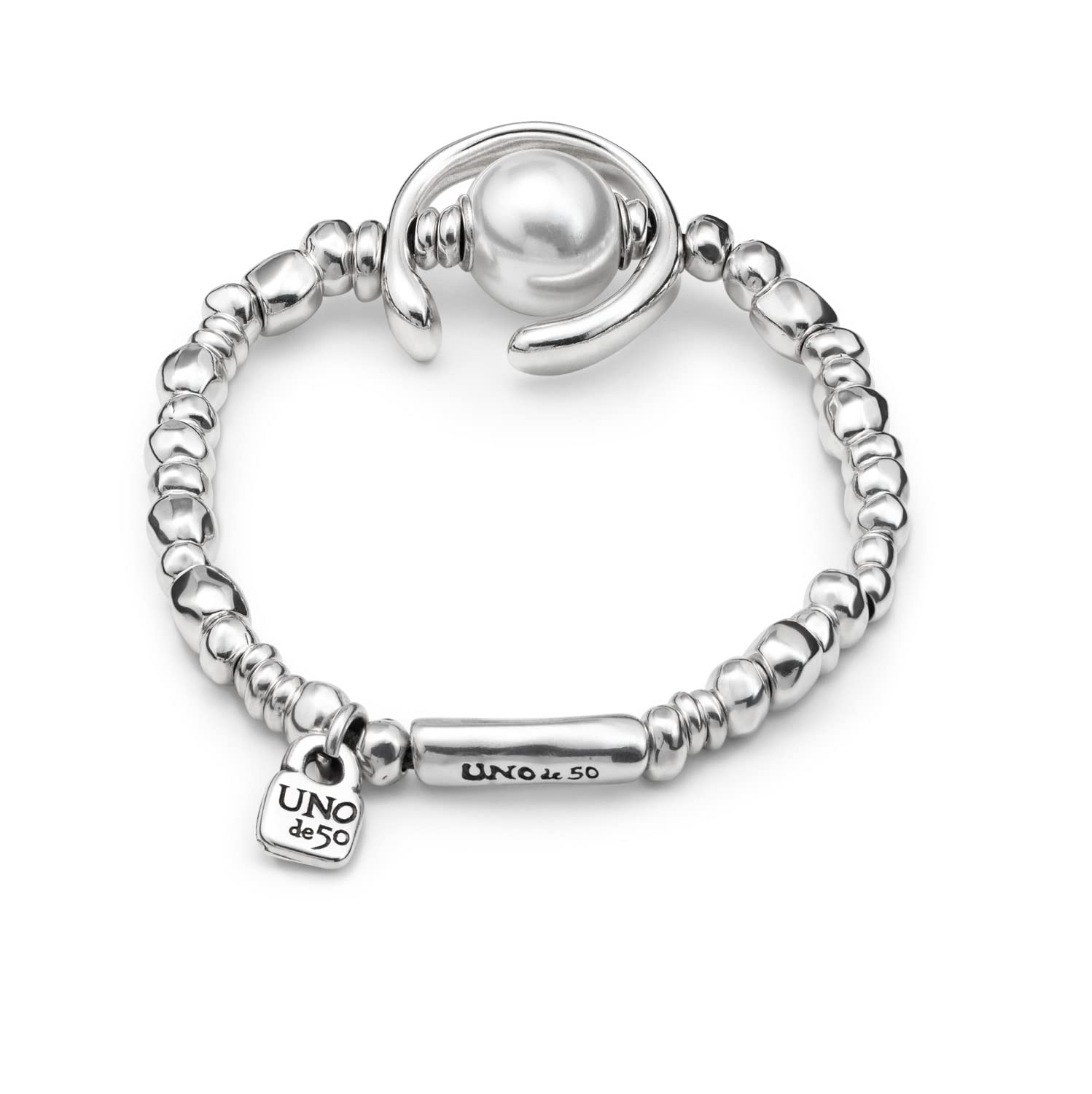 Uno de 50 Stretch Bracelet ANOTHER ROUND OH OH OH! Sterling Silver-Plated, Handcrafted in Spain
