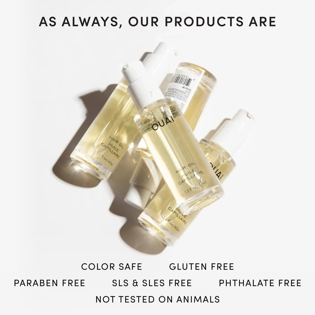 OUAI Hair Oil - Hair Heat Protectant Oil for Frizz Control - Adds Shine and Smooths Split Ends - Color Safe Formula - Paraben, Phthalate and Sulfate Free (1.5 fl oz)