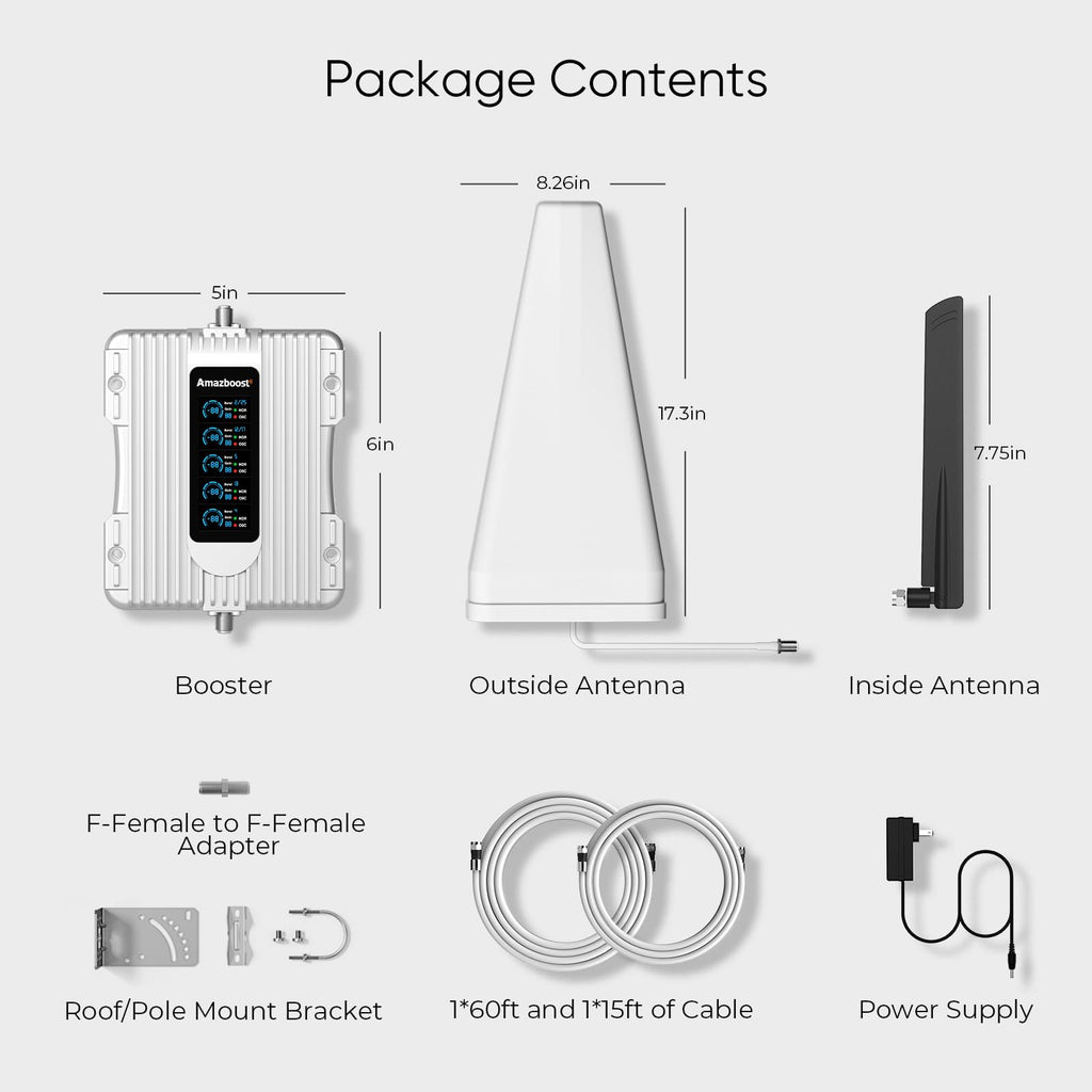 Cell Phone Booster with Smart LCD Display, 5G Compatible for All U.S. Carriers, Signal Booster up to 5,000 sq ft, FCC Approved