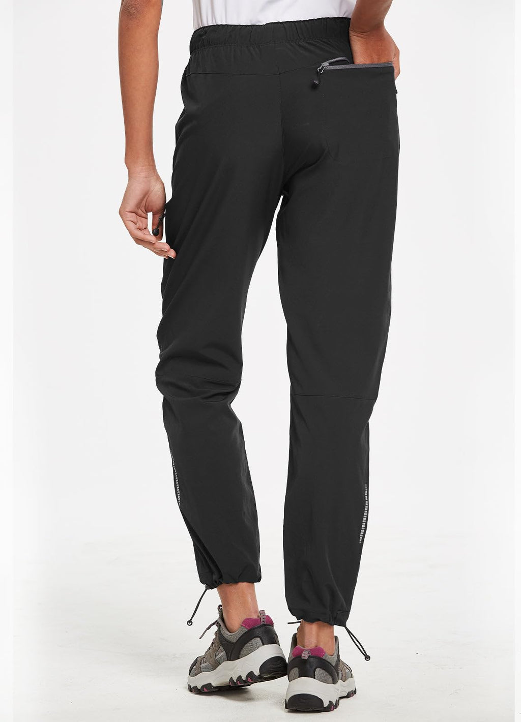 baleaf Women's Hiking Pants Quick Dry Lightweight Water Resistant Stretch Cargo Pants with Zipper Pockets Travel Camping 29''-Black L