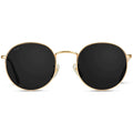 WearMe Pro - Reflective Lens Round Trendy Sunglasses (Gold Frame/Black Lens, 51)