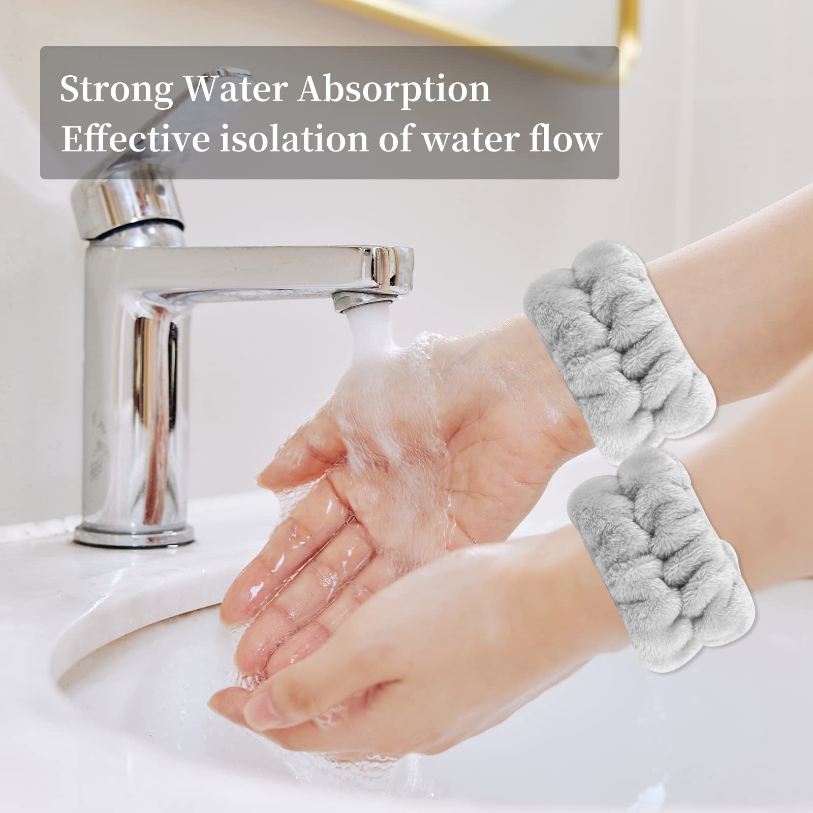 SLNZAPTY 12 PCS Face Wash Headband Wristband Set for Women, Microfiber Spa Hair Wraps for Girls, Makeup Skincare Headbands Wrist Bands for Washing Face（Black, Gray, Light coffee, Beige）
