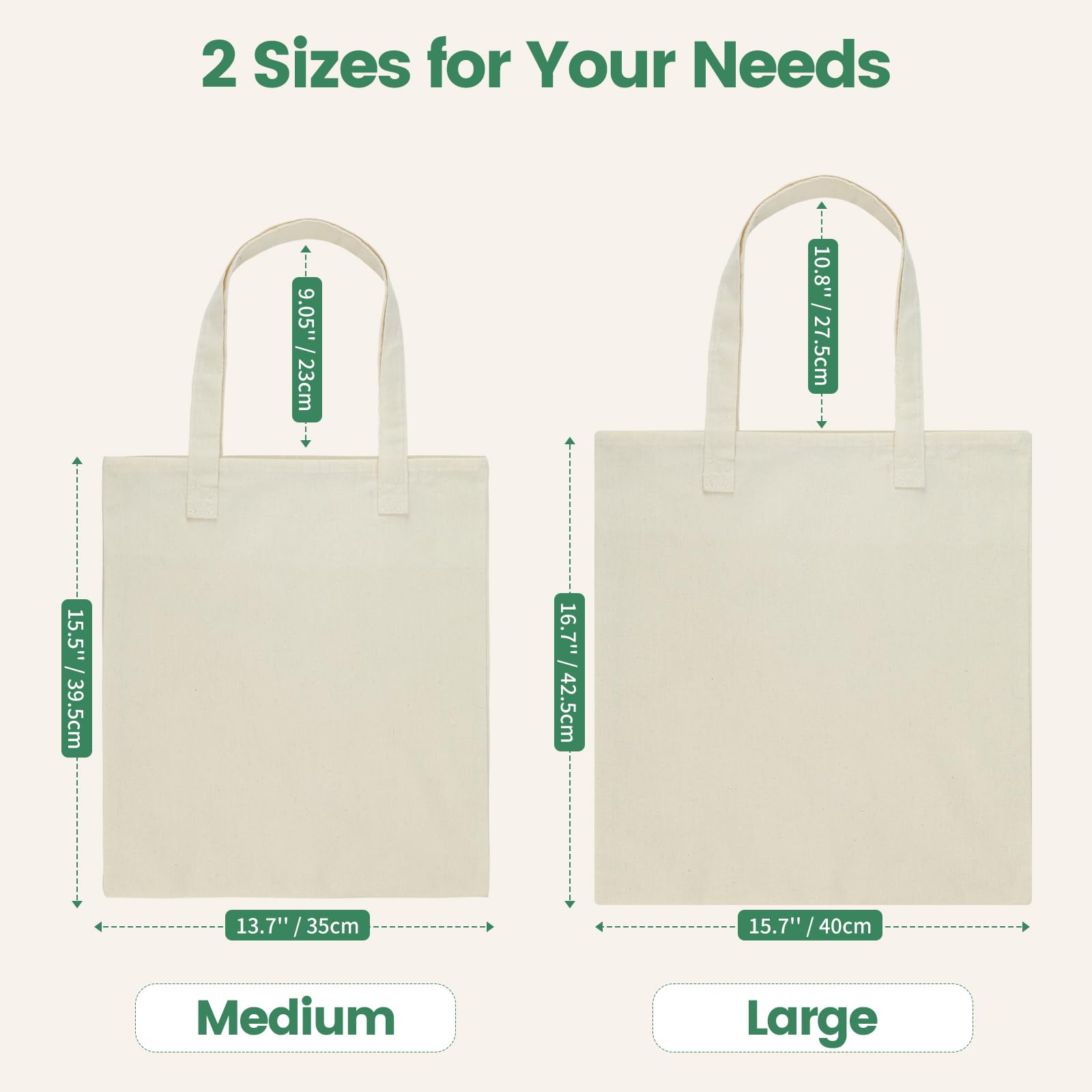 Carbrea 12 Pack Canvas Tote Bag - Lightweight Thin Tote Bags Bulk Blank Shopping Reusable Grocery Bags for DIY Gift Sublimation Activity - Beige