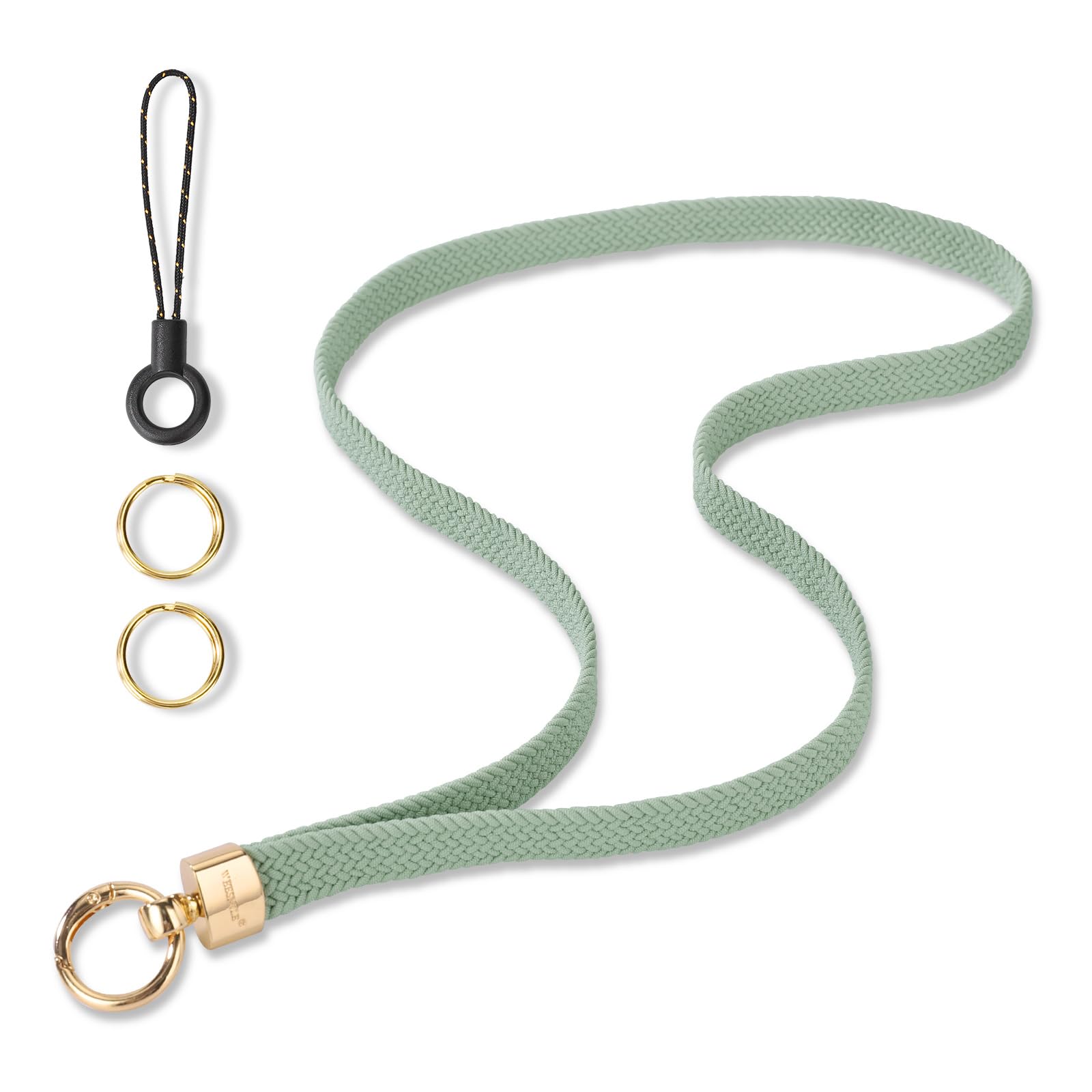 WEESMILE Stretchy Cute Lanyards for ID Badges, Thin Teacher Lanyard for Key, Long Neck Keychain ID Badge Lanyards for Women/Men (Sage Green)