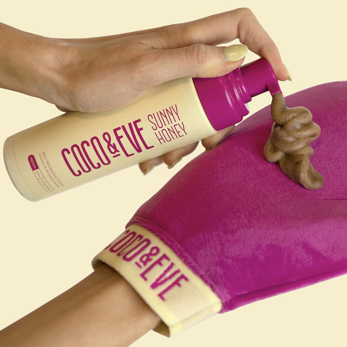 Coco & Eve Self Tanner Mousse Kit - (Medium) All Natural Sunless Instant Self Tanning Lotion with Bronzer & Mitt Applicator | Sunny Honey Bali Bronzing Kit
