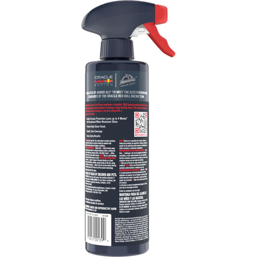 Armor All Podium Series Hybrid Ceramic High Gloss Tire Shine Spray, 16 fl oz, Long-Lasting Car Tire Shine Developed in Collaboration With Oracle Red Bull Racing