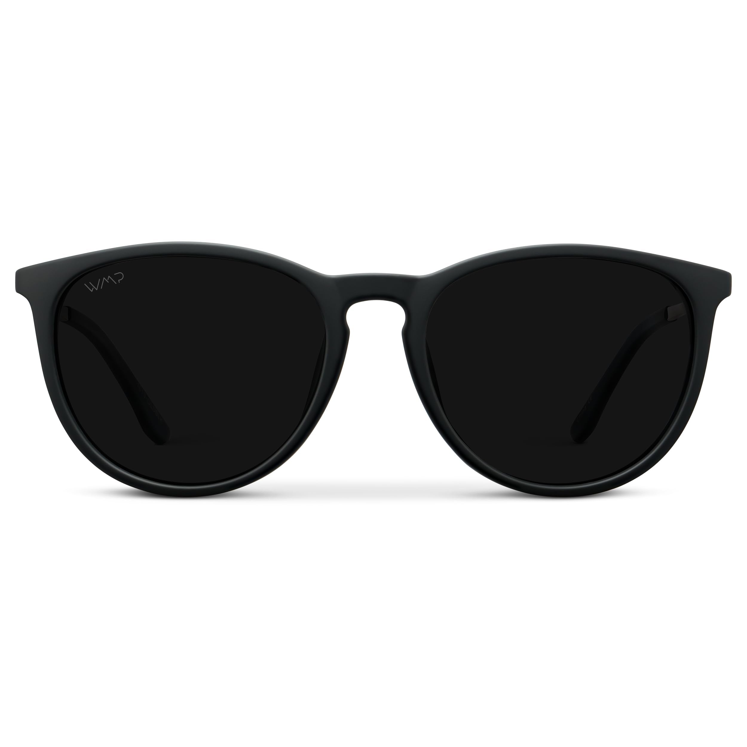 WearMe Pro Round Polarized Sunglasses for Women - UV400 Protection, Lightweight Tortoise Shell Frame, Vintage Retro Designer Style (Gold Frame/Black Lens)