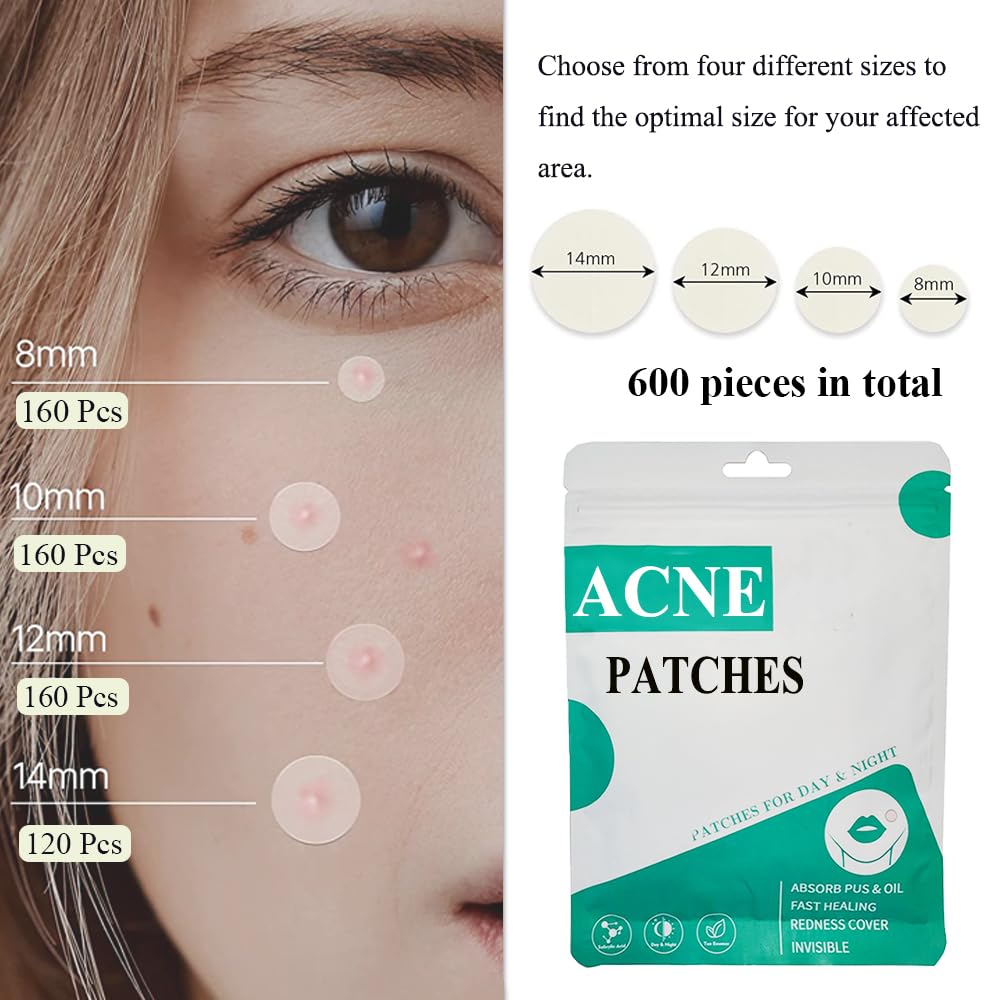 Zemolo 300pcs Pimple Patches Hydrocolloid Acne Stickers with Tea Tree Oil Spot Cover Patches Day & Night Whiteheads Acne Absorbing Blemish Patches Invisible Spot Treatment Stickers