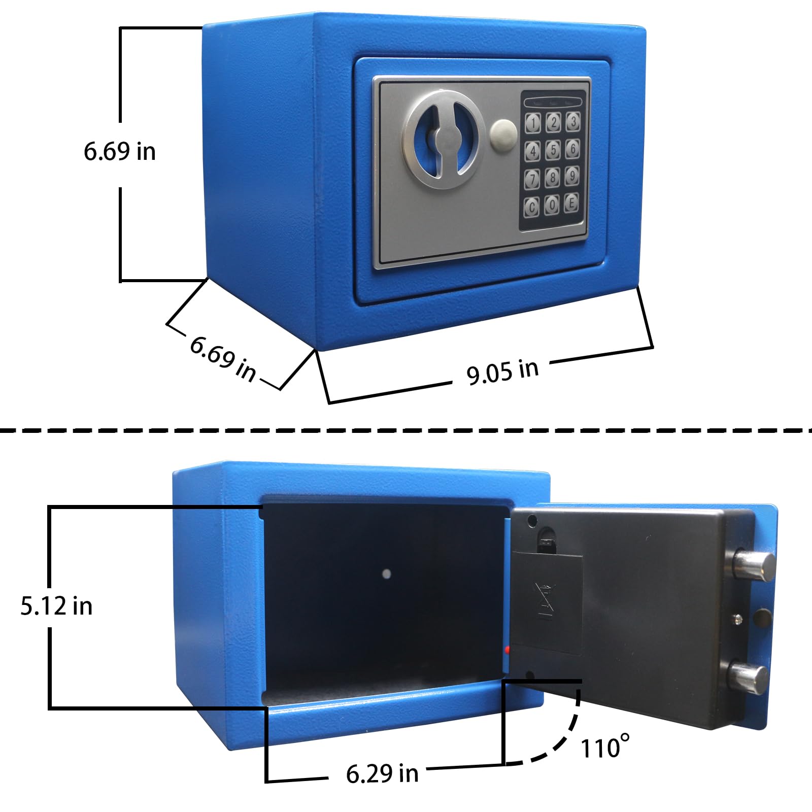 Yuanshikj Electronic Deluxe Digital Security Safe Box Key Keypad Lock Home Office Hotel Business Jewelry Gun Cash Use Storage money (BLUE)