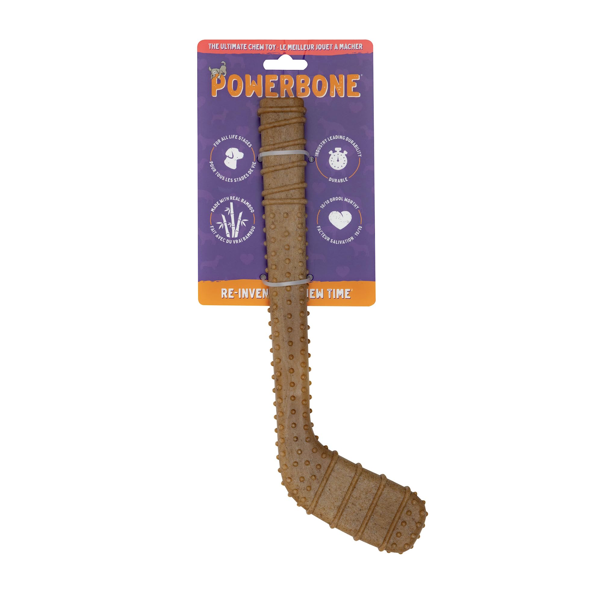 Powerbone Pet Chew Toy for Dogs - Durable, Non Toxic & Pet Safe - Best for Aggressive Chewers, Long Lasting Dental Health, Dog Teeth Cleaning, Dog Life Stages - Hockey Stick 12"