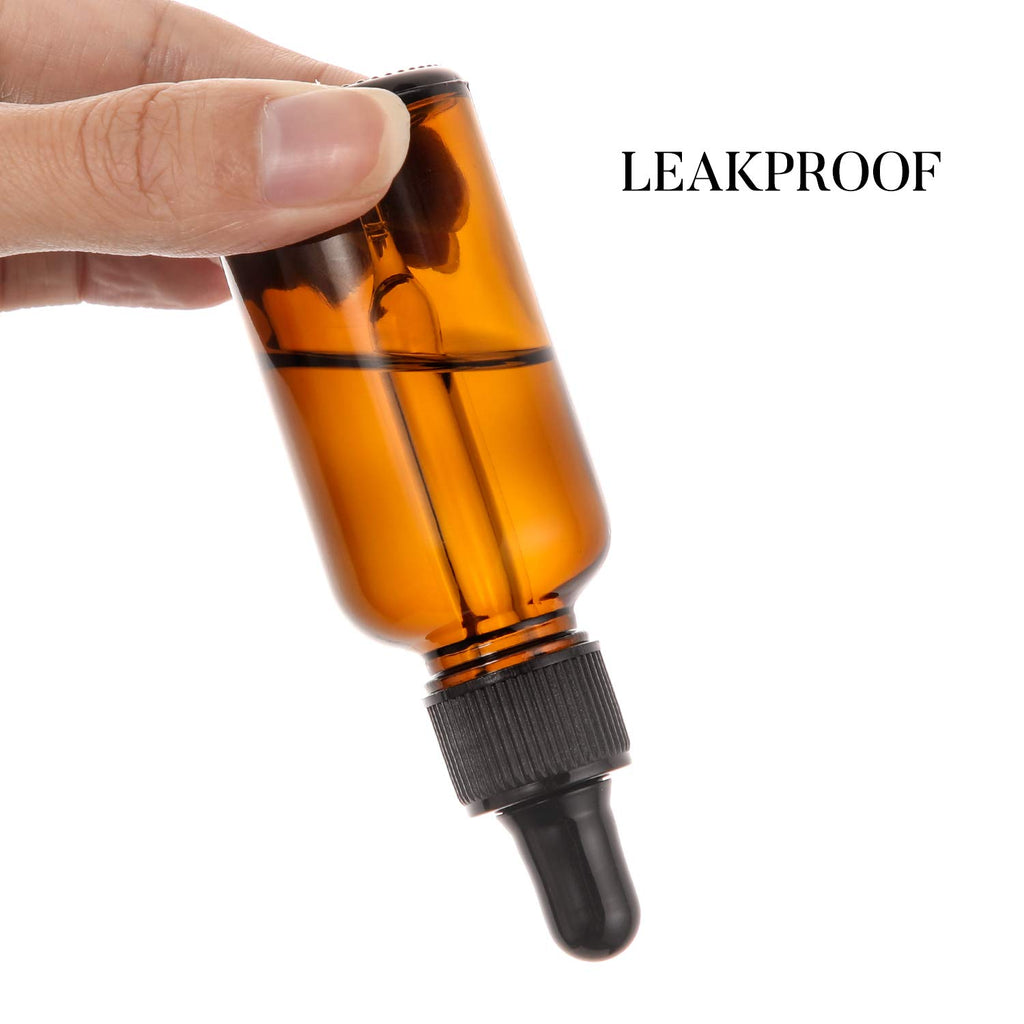 12 pcs, 1 oz Amber Dropper Bottles w/ 3 Stainless Steel Funnels & 1 Long Glass Dropper - 30ml Glass Bottles with Eye Droppers, Leakproof Essential Oils Bottle for Health, Personal Care & Beauty