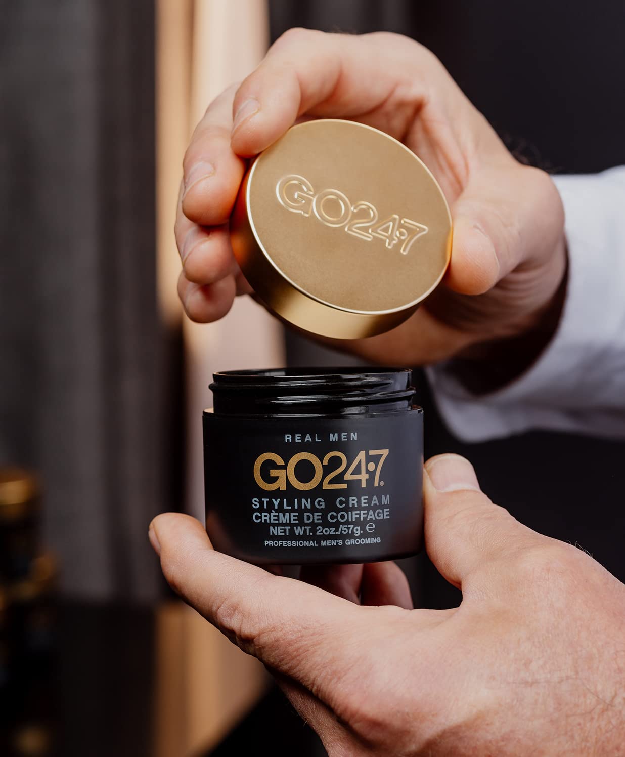 GO247 Styling Cream - Medium Hold Matte Finish Styling Cream for Men - Controls Frizz & Flyaways - Ideal for Natural, Flexible Styles - Perfect for Short to Medium Hair, 2 Oz