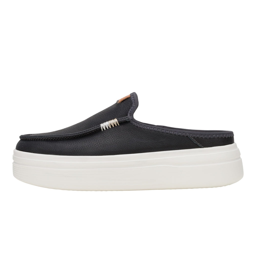HEYDUDE Austin Lift Leather Black Size 6 | Women's Shoes | Women Slip-on Loafers | Comfortable & Light-Weight