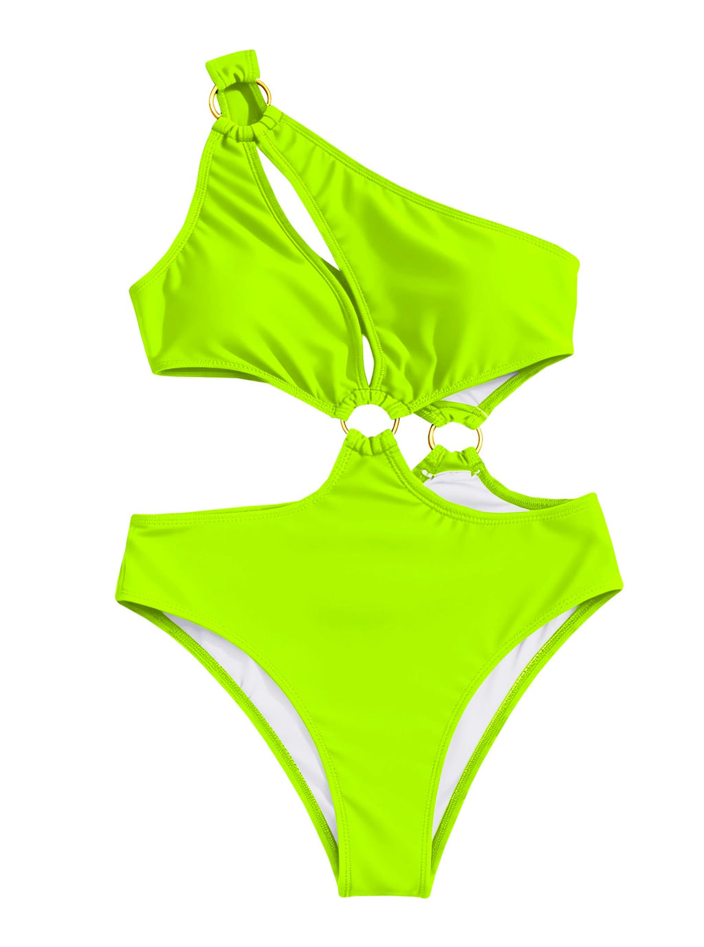 Hilinker Womens Cut Out Sexy One Piece Swimsuit Monokini One Shoulder Tummy Control Bathing Suits Green Small