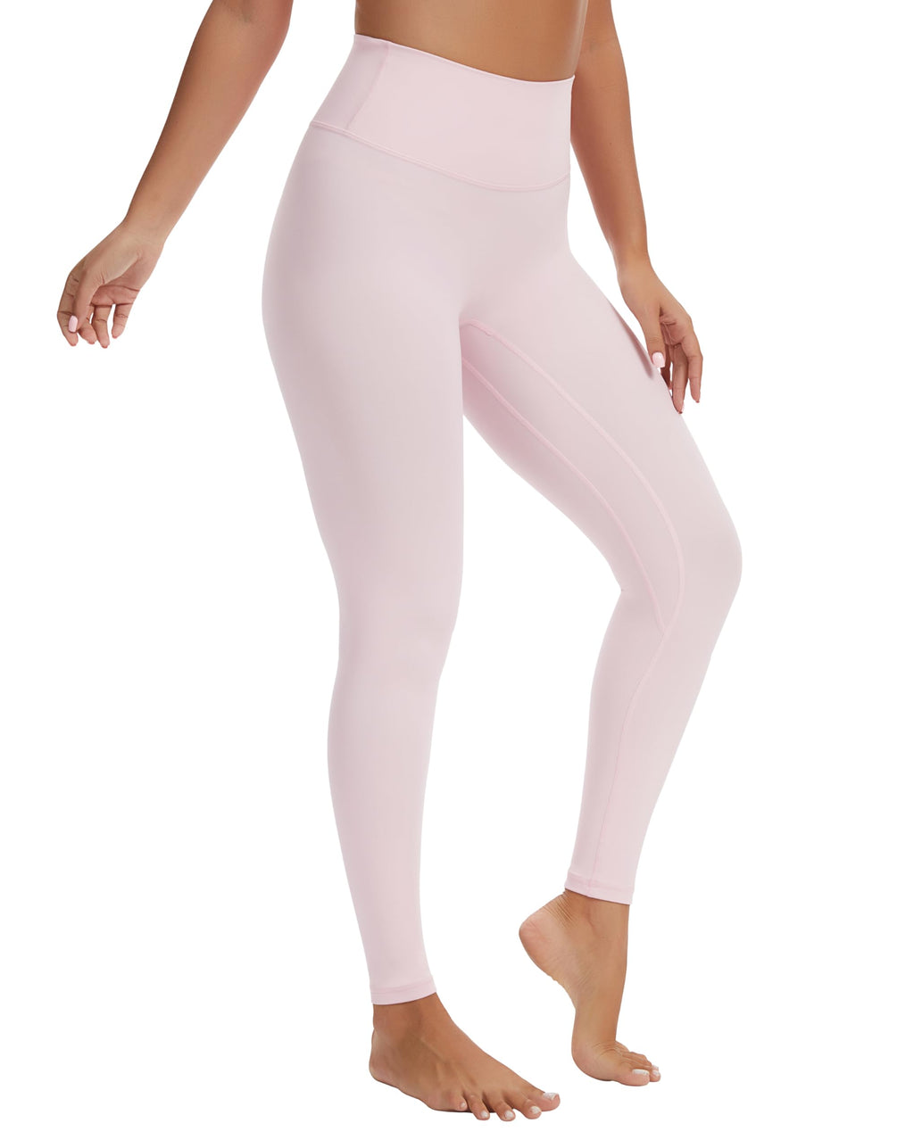 VIMPEP Women’s Buttery Soft High Waisted 25” Inseam Leggings No Front Seam Yoga Pants Tummy Control, for Workout Lounge YJ03 Light Pink M