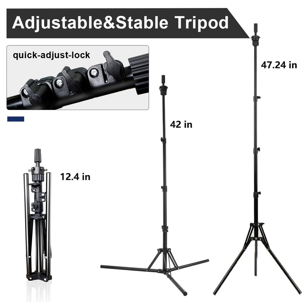 SZCY LLC 23 Inch Canvas Block Wig Head, 47 Inch Wig Stand Tripod with Head, Mannequin Head for Wigs Display with Wig Caps, T C Pins Brush