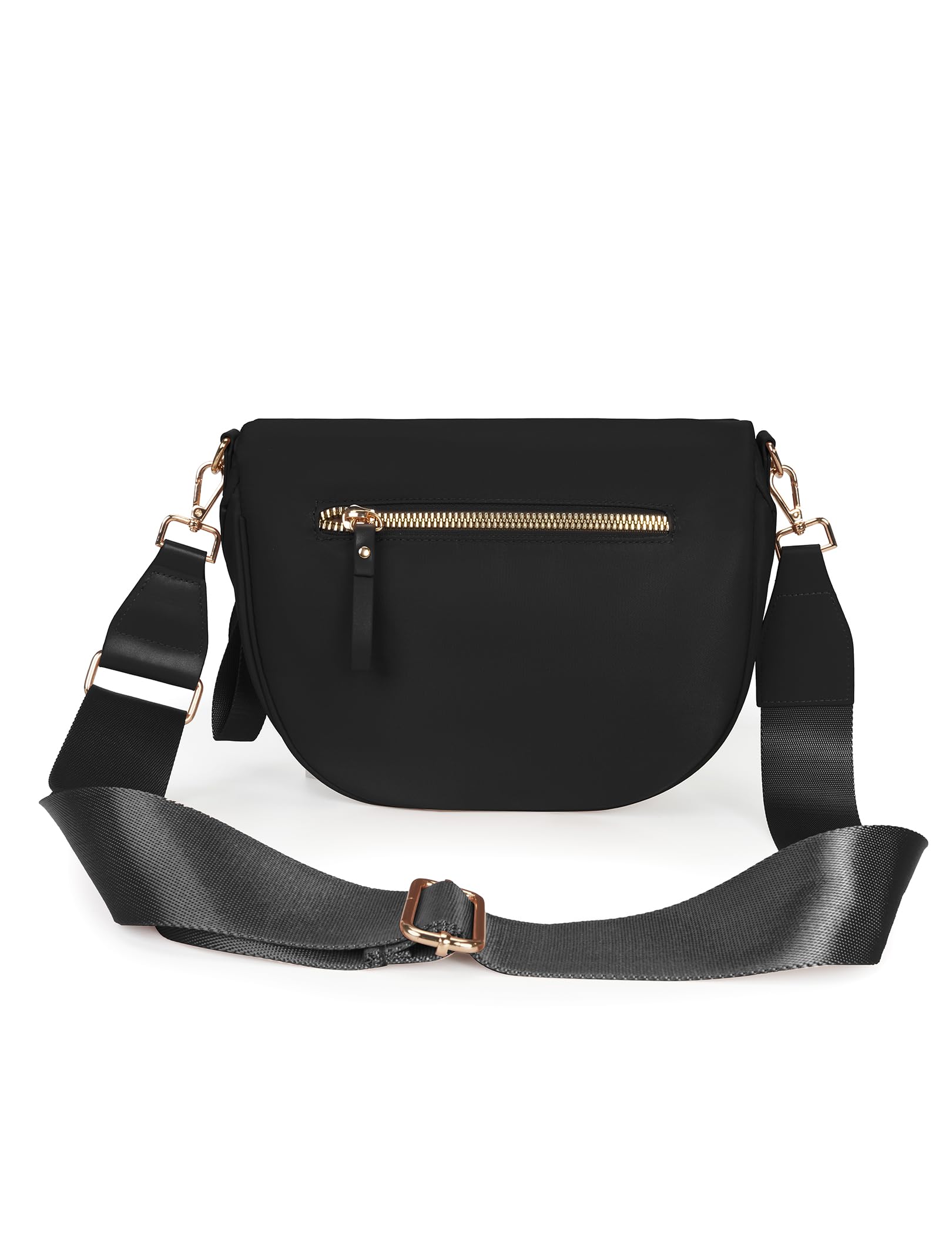 Spacious Nylon Crossbody Bag Bum Bag Handbags Wallets Purses Trendy Shoulder Bag for Women (black)