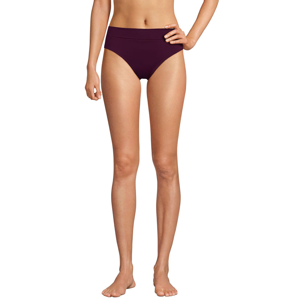 Lands' End Women's Pinchless High Waisted Bikini Bottoms 2 Dark Wine