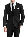 Suits for Men Classic Fit 2 Piece Black Suits Slim Jacket Black Tuxedo for Men Regular Fit for Business Wedding Prom Party (Regular,42R)