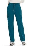 COZYFIT Straight Leg Scrub Pants for Women, Drawstring Soft Stretch, Anti-Wrinkle Women's Scrub Pants with 6 Pockets,Caribbean Blue,XL,Tall